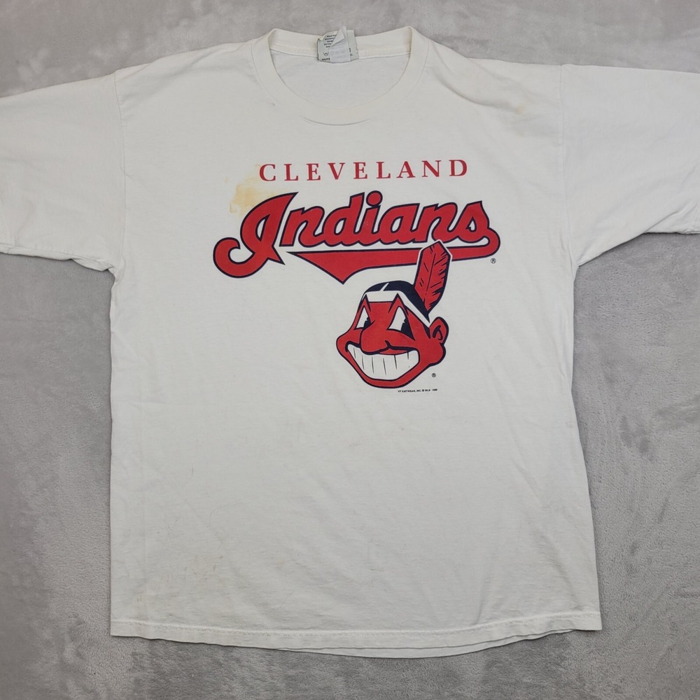 Cleveland Indians Shirt Mens XL Short‎ Sleeve Chief Wahoo Vintage 90s LEE Sport*